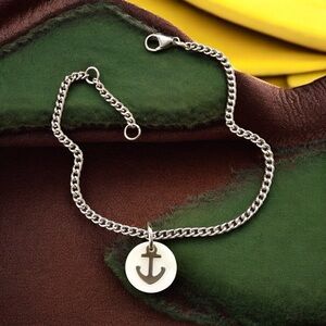 🆕 Anchor on Fresh Water Shell Ankle Bracelet Stainless Steel